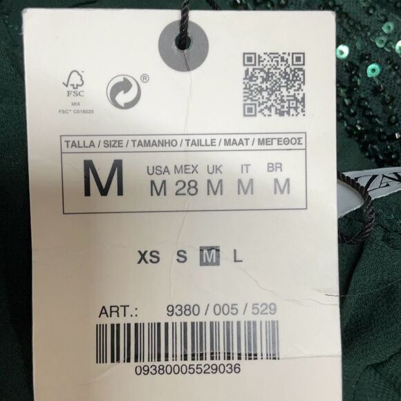 NWT Zara Holiday Party Green Sequin Balloon Pants Limited Edition Size Medium - Picture 14 of 16